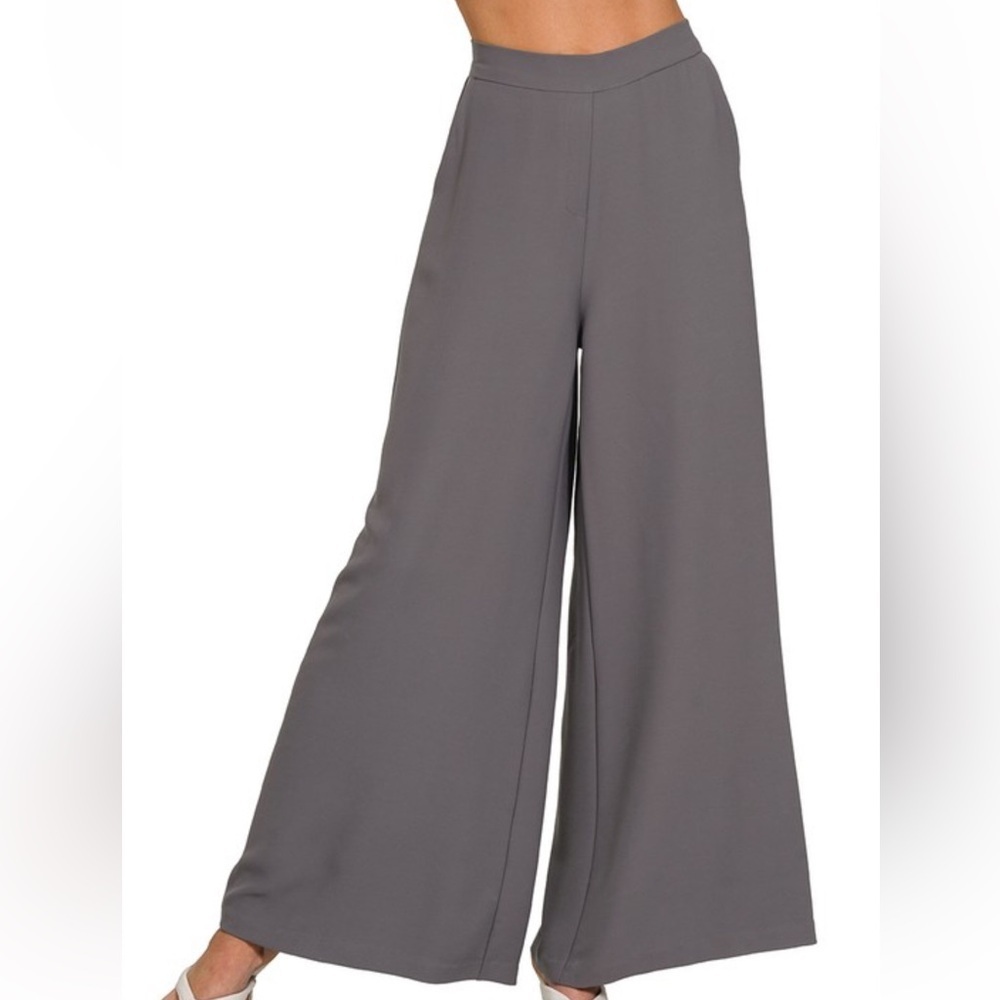 Zenana Outfitters Wide Leg Pants in Slate Gray NWOT